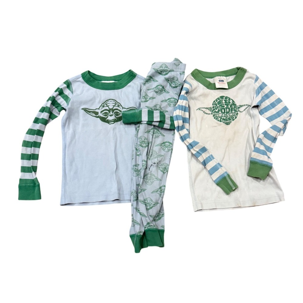 Hanna Andersson Star Wars Yoda Pajamas Set 3pc Organic Cotton Green Blue